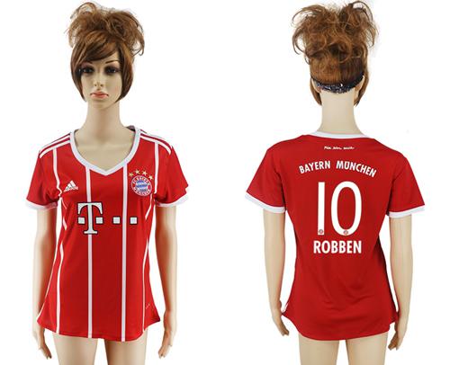 Women's Bayern Munchen #10 Robben Home Soccer Club Jersey - Click Image to Close
